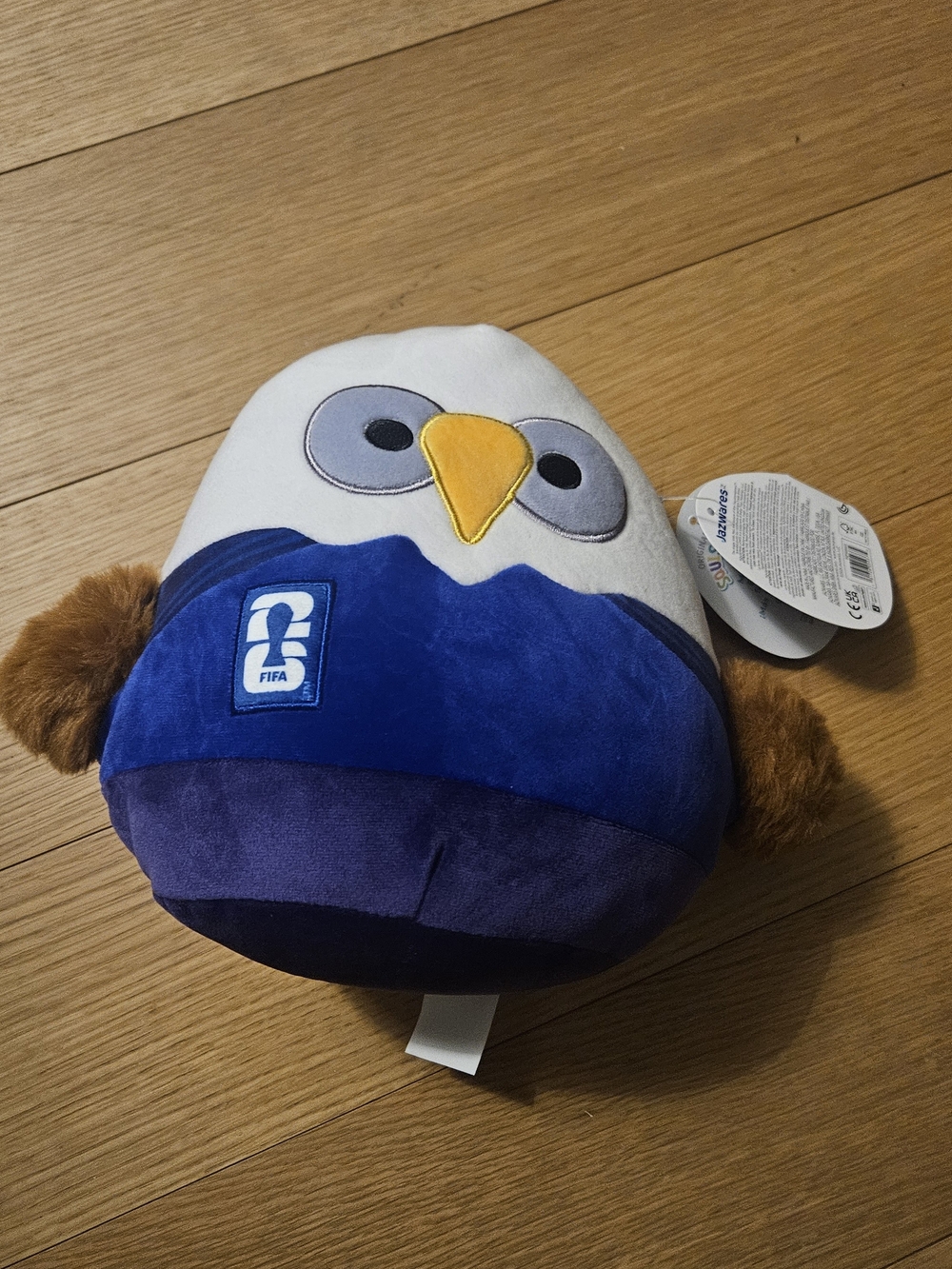 Squishmallows Brown Plush Clutch Owl - Blue White Accent